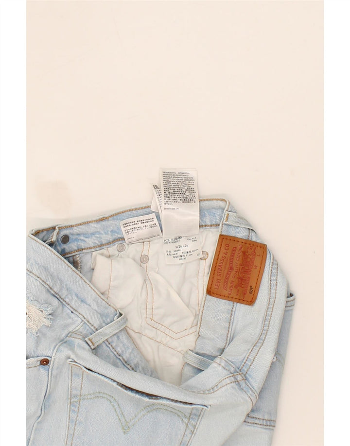 LEVI'S Womens 501 Distressed Straight Jeans W26 L26  Blue Cotton Vintage Levi's and Second-Hand Levi's from Messina Hembry 