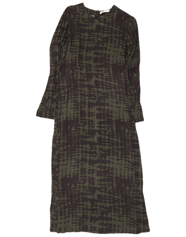 Zara Langærmet Maxikjole til kvinder UK 8 Small Green Tie Dye