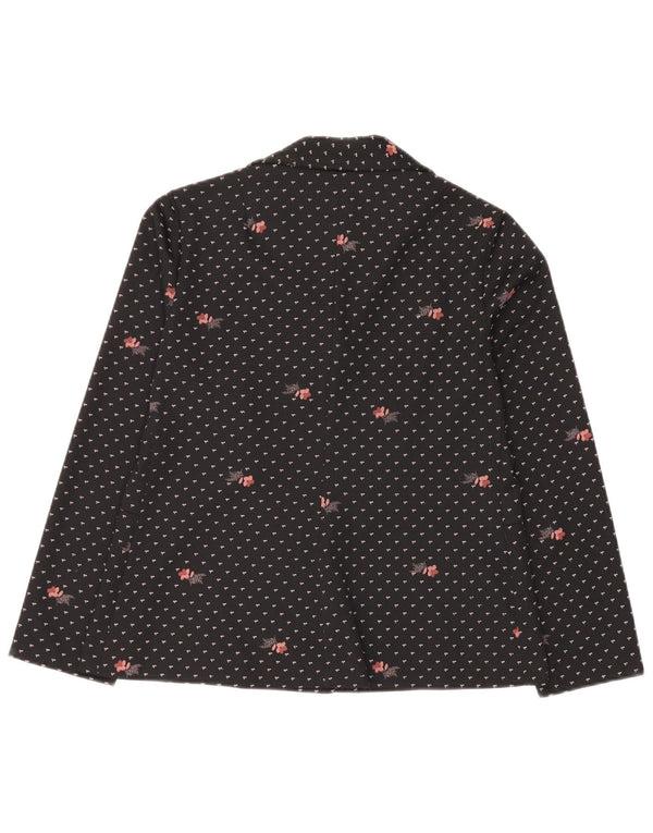 Romy Dame 4 Button Blazer Jacket UK 14 Large Black Floral Polyester