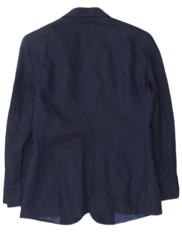 Benetton Womens 2 Button Blazer Jacket IT 42 Medium Navy Blue Cotton