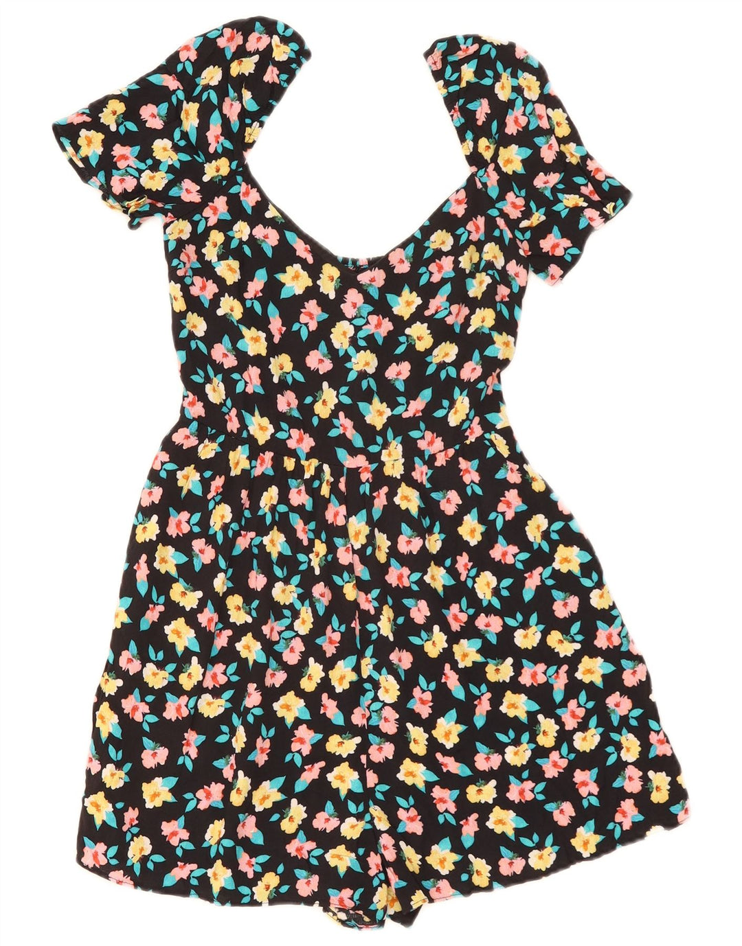 Zara Dame Playsuit UK 8 Small Black Floral