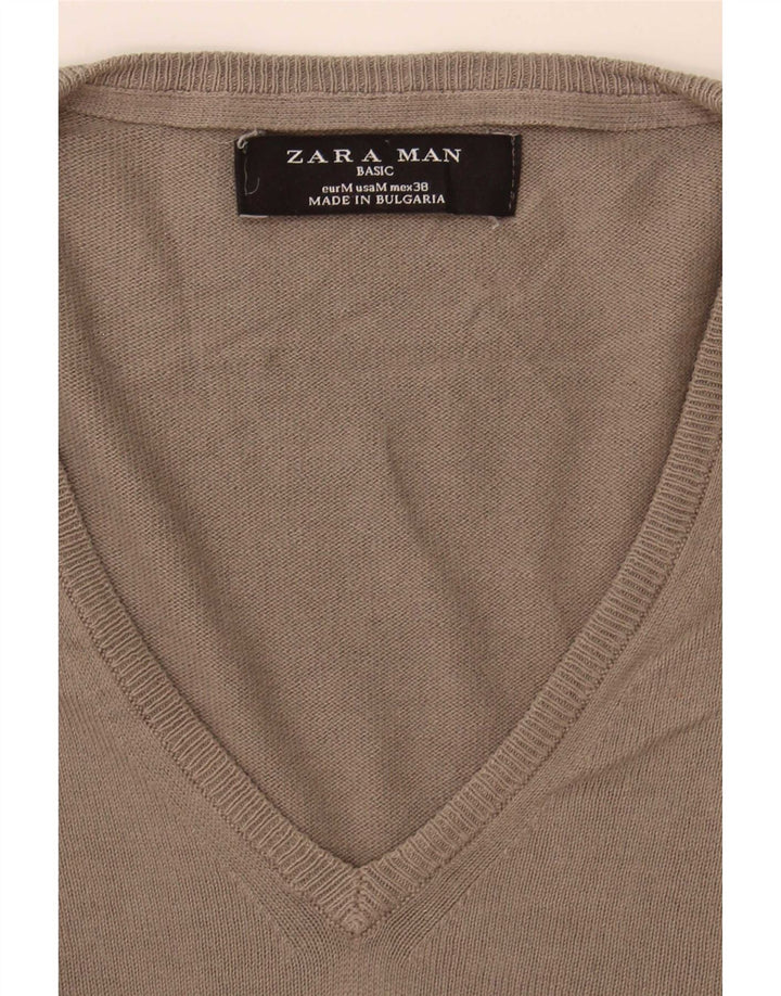 Zara Herre V-hals sweater mellemgrå