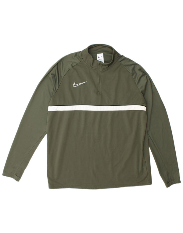 Nike Herre Dri Fit Pullover med lynlås-hals træningsdragt Top Stor grøn polyester
