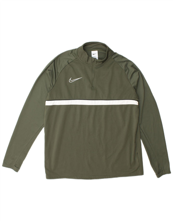 Nike Herre Dri Fit Pullover med lynlås-hals træningsdragt Top Stor grøn polyester
