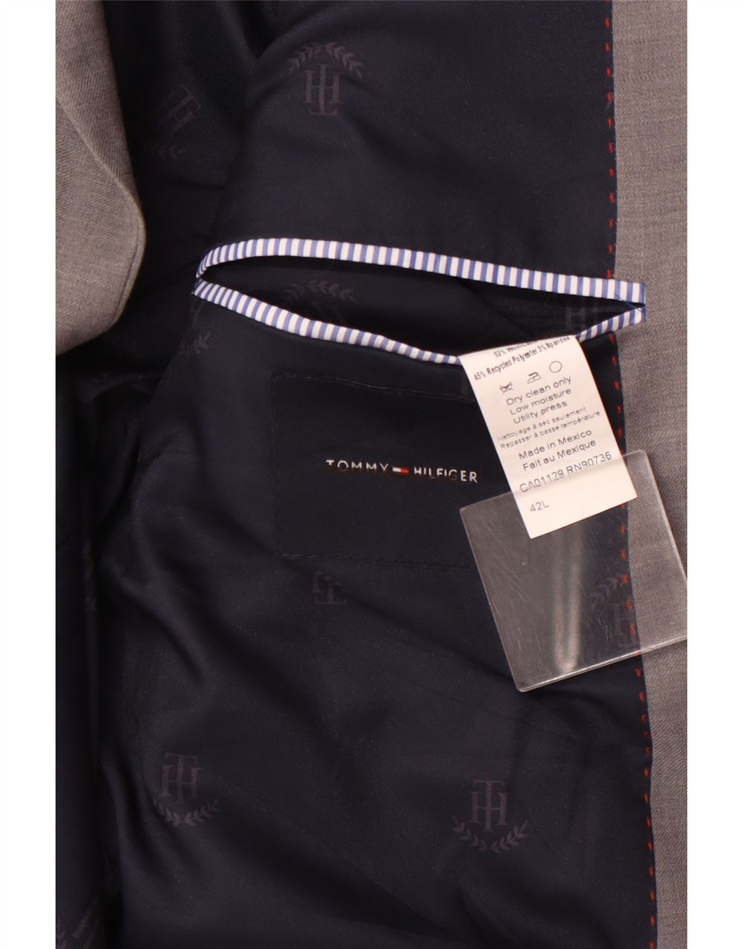 Tommy Hilfiger Herre Longline 2-knaps blazerjakke EU 42 XL Grå Uld