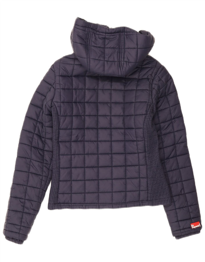 Superdry Polstret hættejakke til kvinder UK 10 Lille marineblå nylon