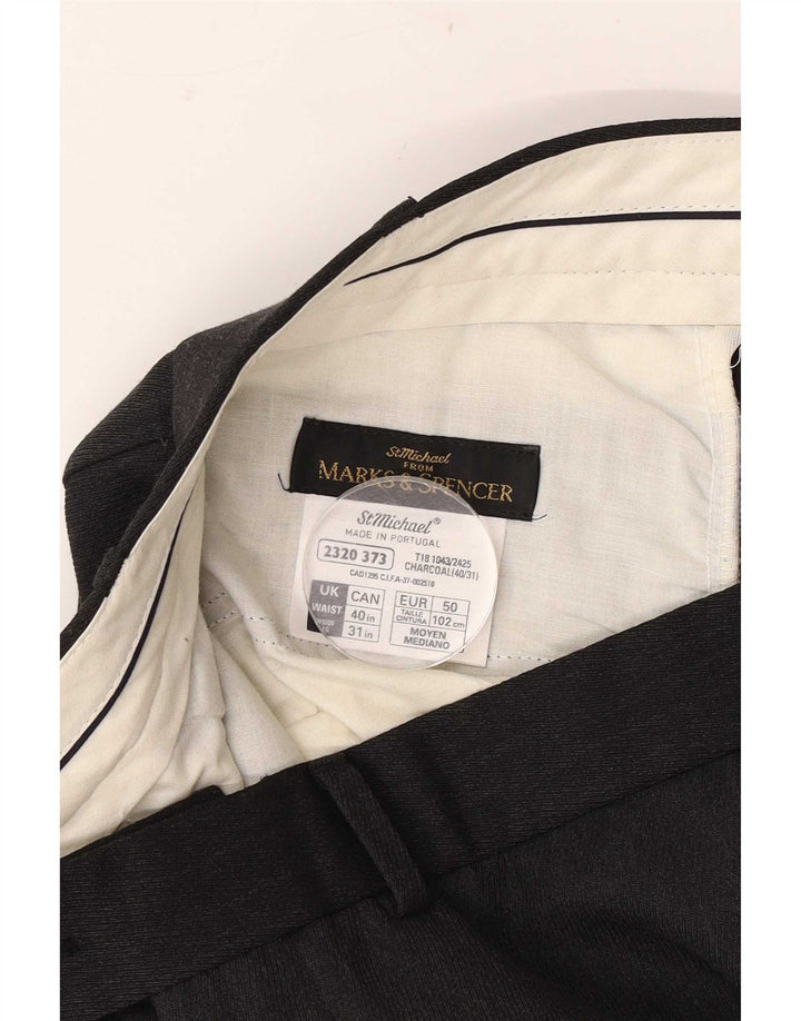 Marks & Spencer Straight Suit Bukser til mænd W40 L28 Grå polyester