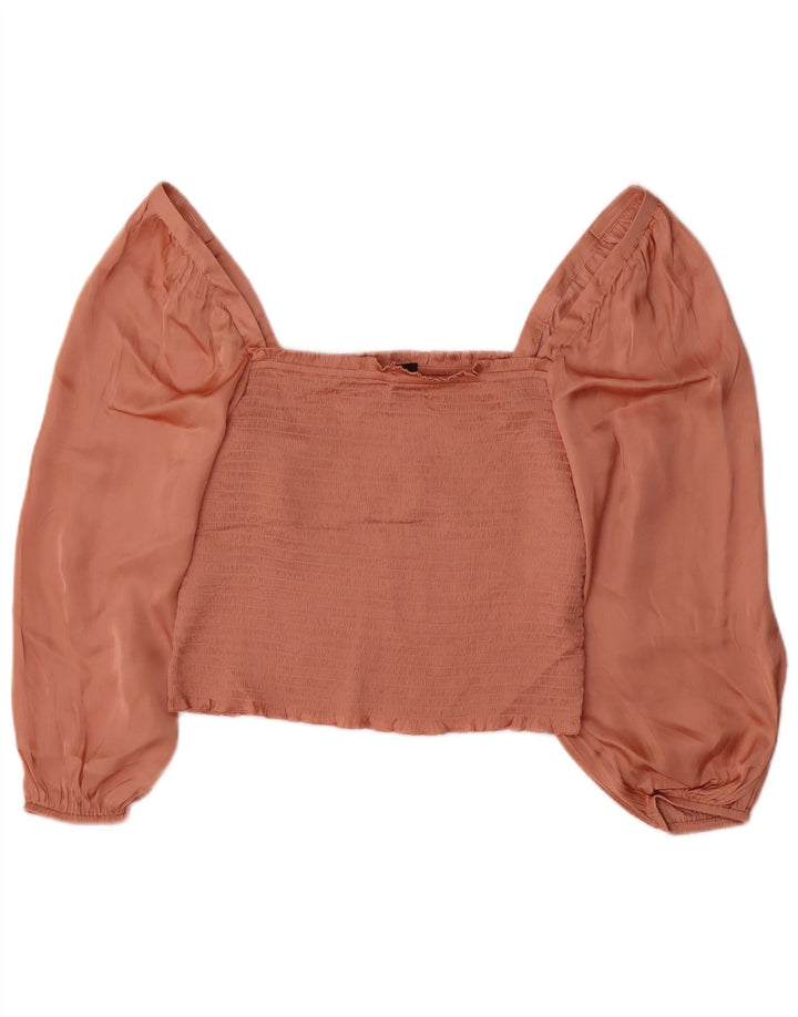 J. Crew Dame Langærmet Bluse Top UK 14 Stor Pink Polyester