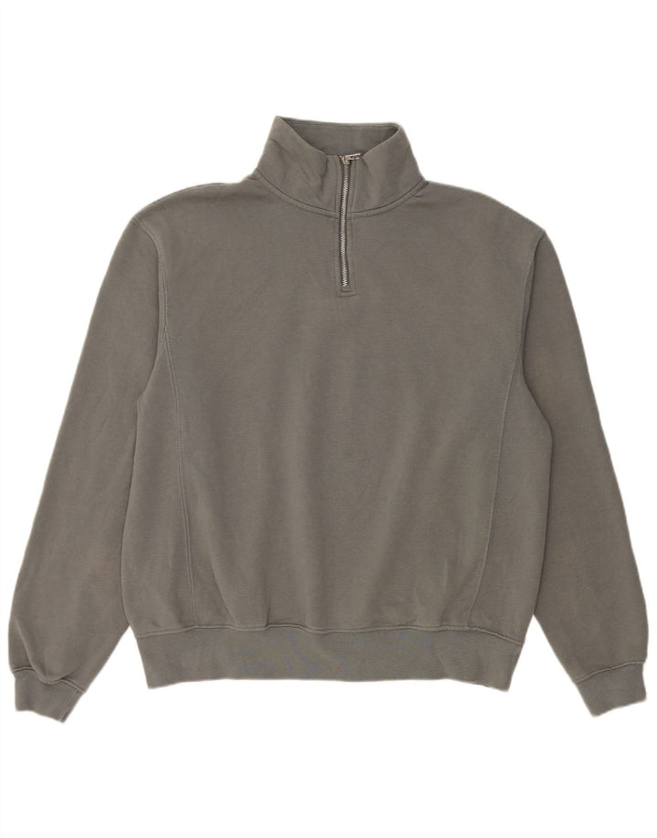 Zara Sweatshirt med lynlås til mænd mellem grå bomuld