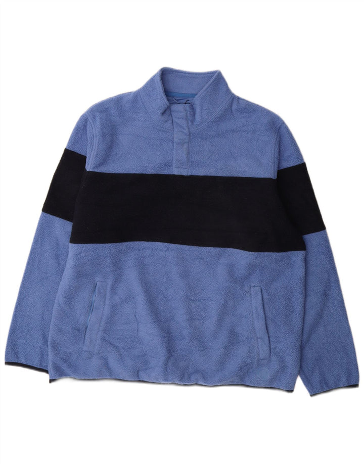 Marks & Spencer Herre Button Neck Fleece Jumper XL Blå Colourblock