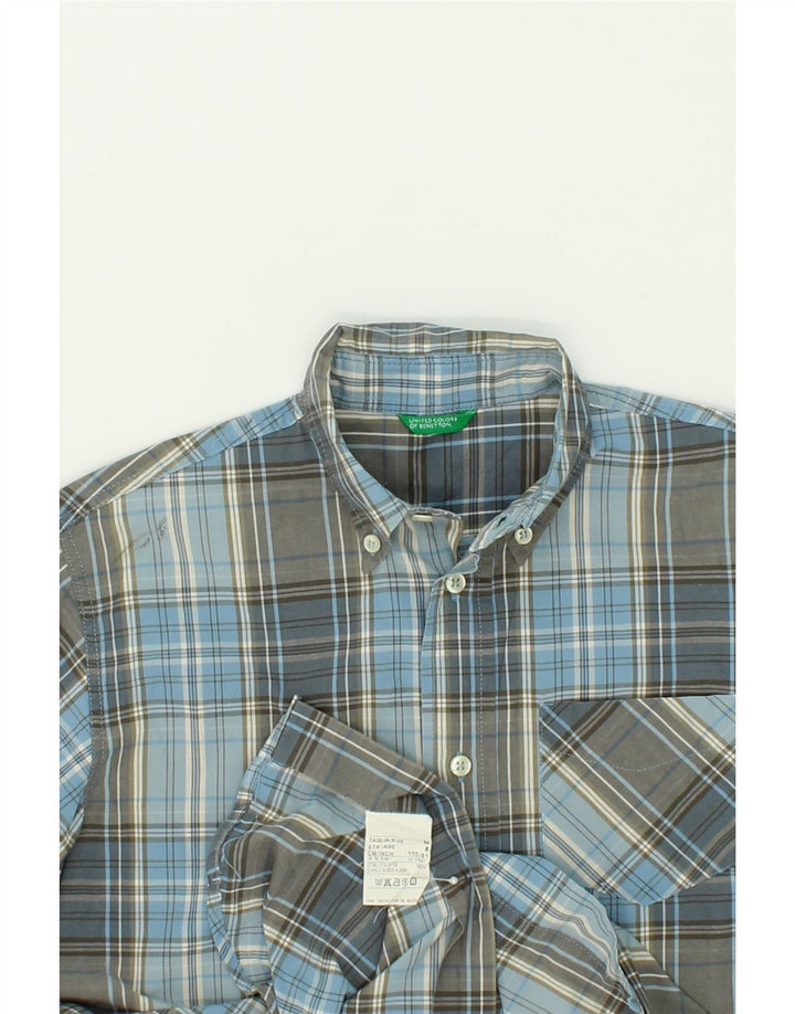 BENETTON Boys Shirt 7-8 Years Medium  Blue Check Cotton Vintage Benetton and Second-Hand Benetton from Messina Hembry 