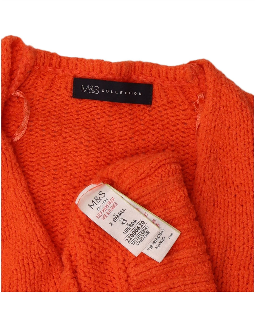 Marks & Spencer Dame Oversized V-hals sweater UK 6 XS Orange