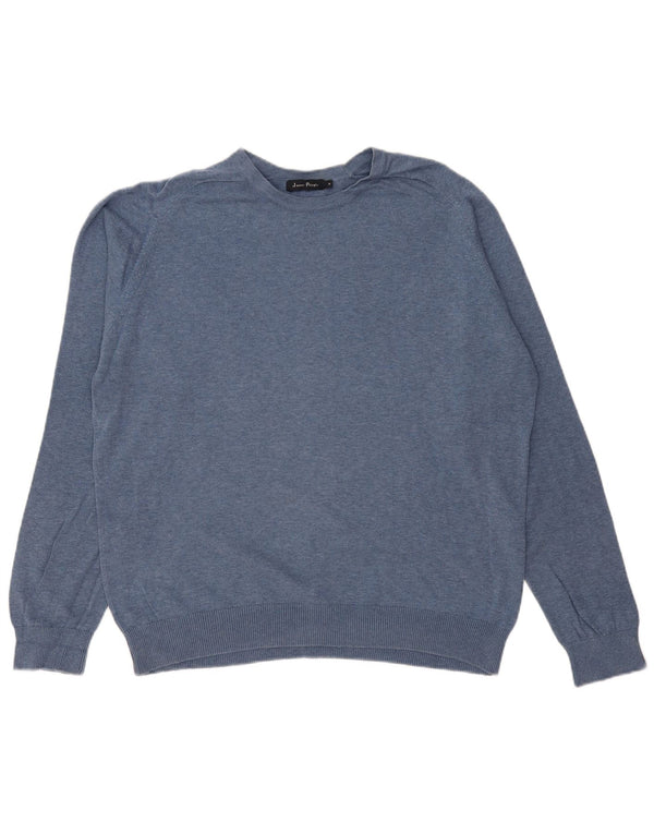 JAMES PRINGLE Herre Relaxed Fit Jumper Sweater med rund hals Medium blå bomuld
