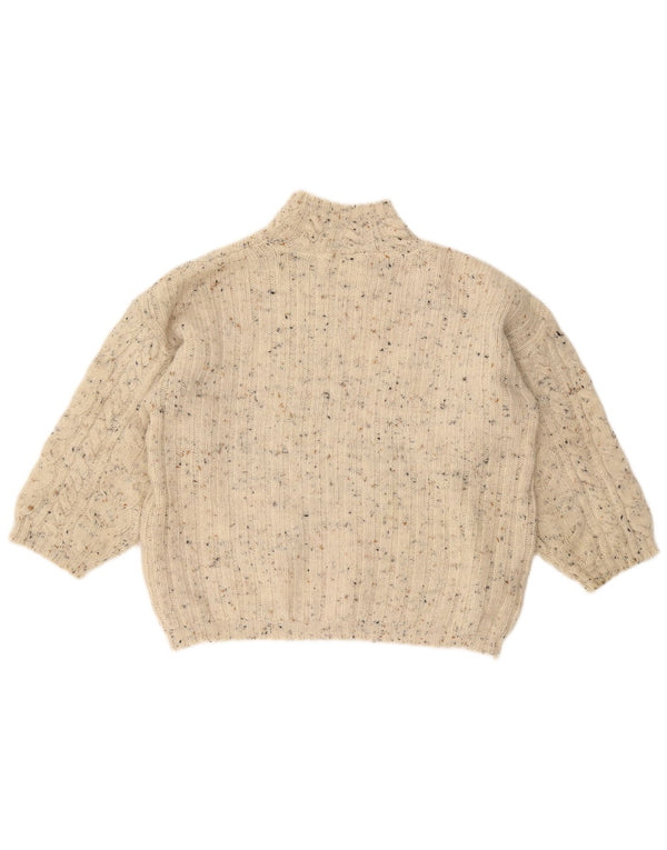 VINTAGE Dame Turtle Neck Sweater UK 18 XL Off White Flecked