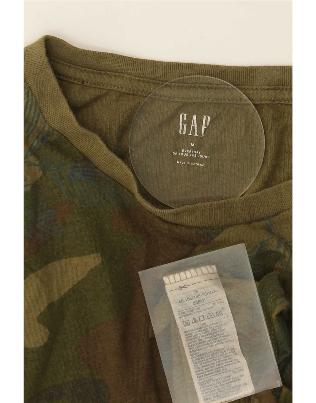 Gap Herre T-Shirt Top Medium Khaki Camouflage Bomuld