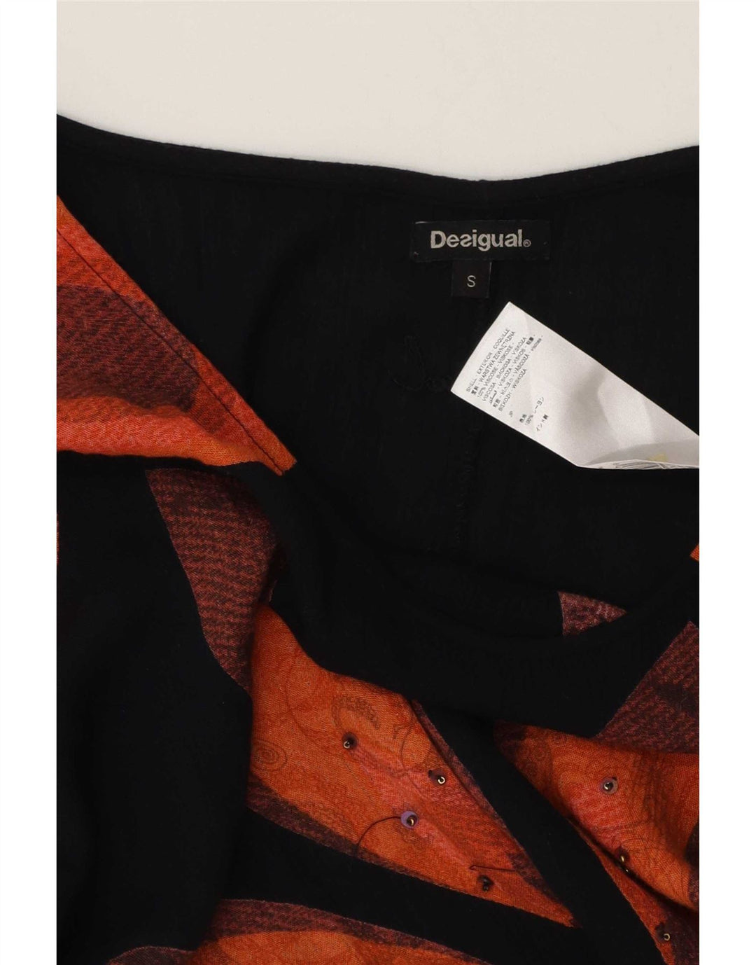 Desigual Dame 3/4 ærmet Oversized Tunika Top UK 10 Small Black Floral