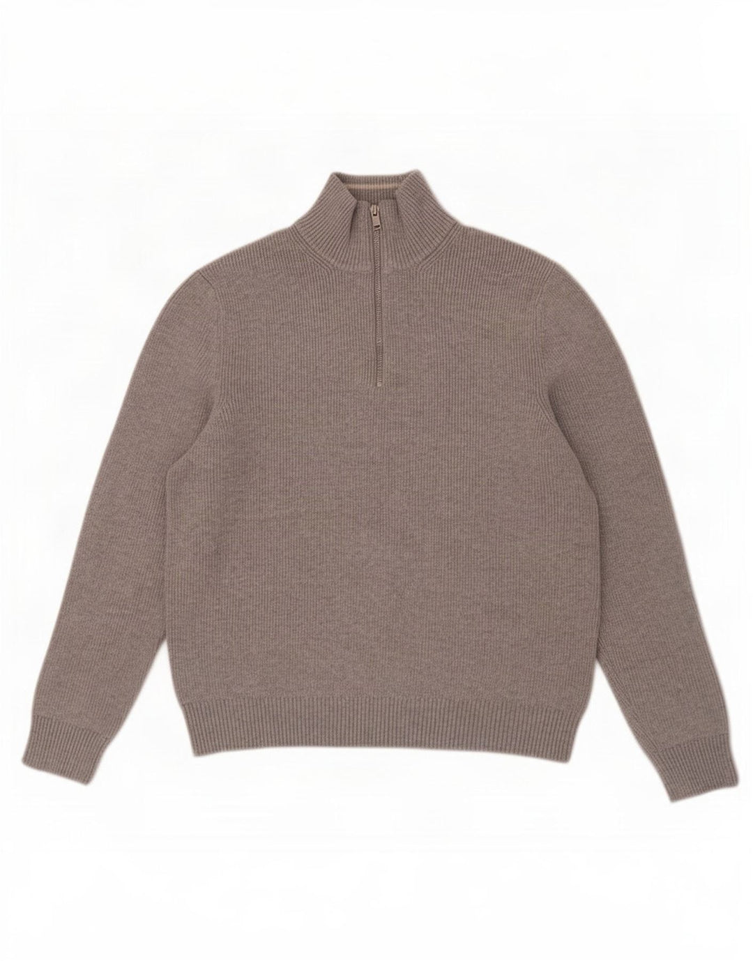Marks & Spencer Herre Zip Neck Jumper Sweater Large Grå Polyester