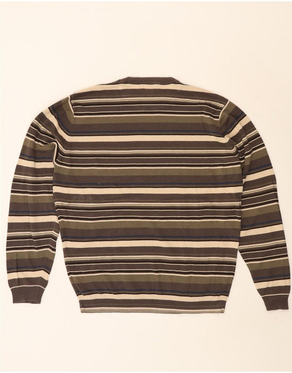 J. Crew Herre Crew Neck trøje sweater Medium Khaki stribet bomuld