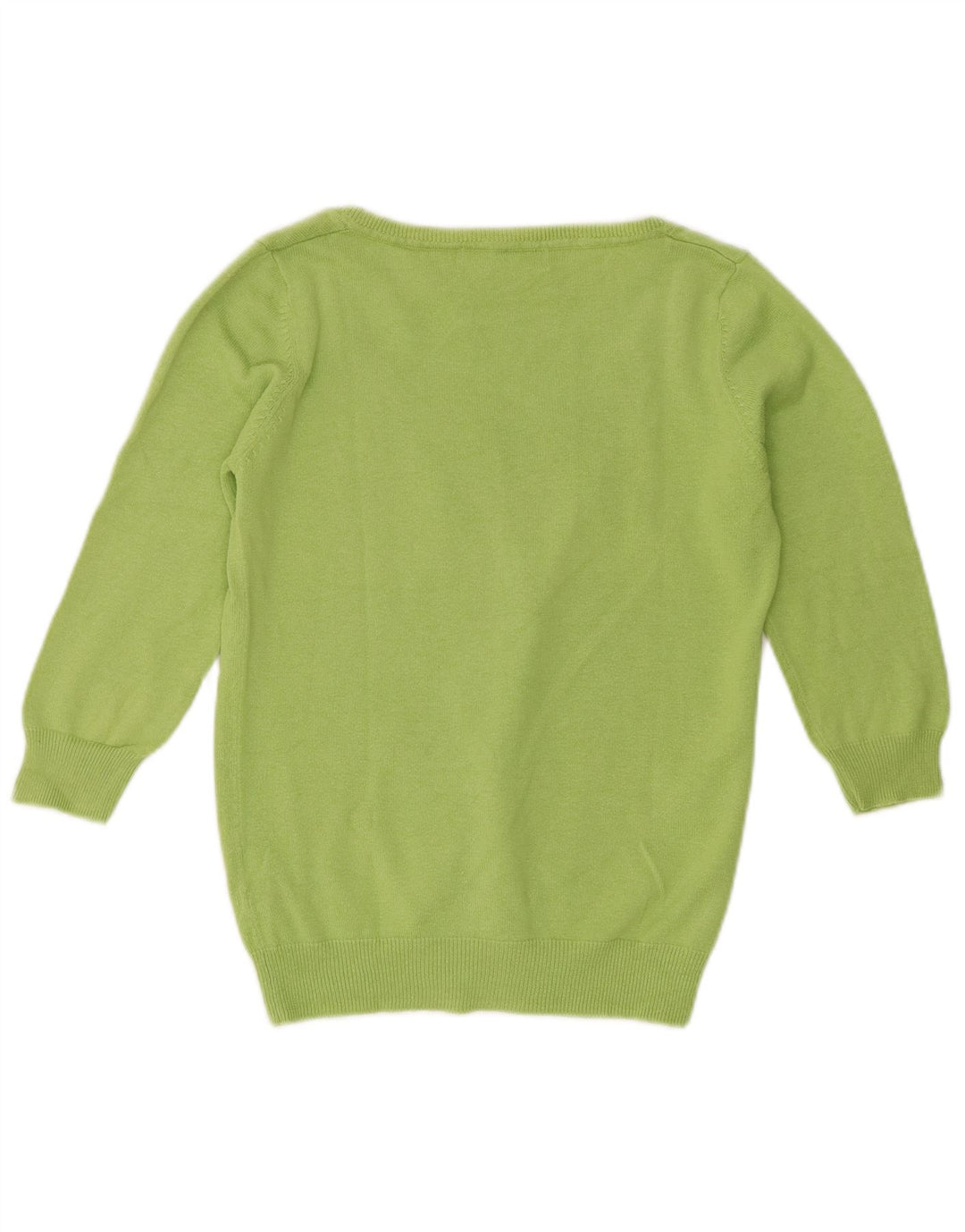 Zara Dame Cardigan Sweater UK 12 Medium Green Argyle/Diamond Bomuld