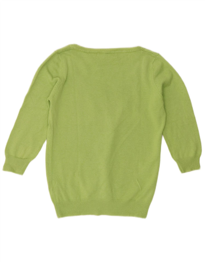 Zara Dame Cardigan Sweater UK 12 Medium Green Argyle/Diamond Bomuld