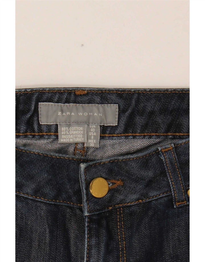 Zara Dame Denim Shorts EU 40 Medium W30 Navy Blue Bomuld
