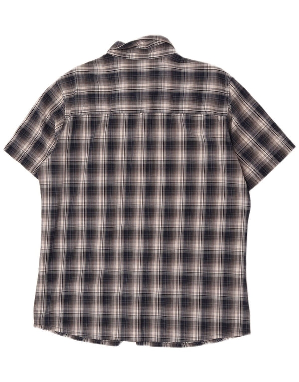 Jack Wolfskin Herre kortærmet skjorte UK 40/42 Large Navy Blue Check