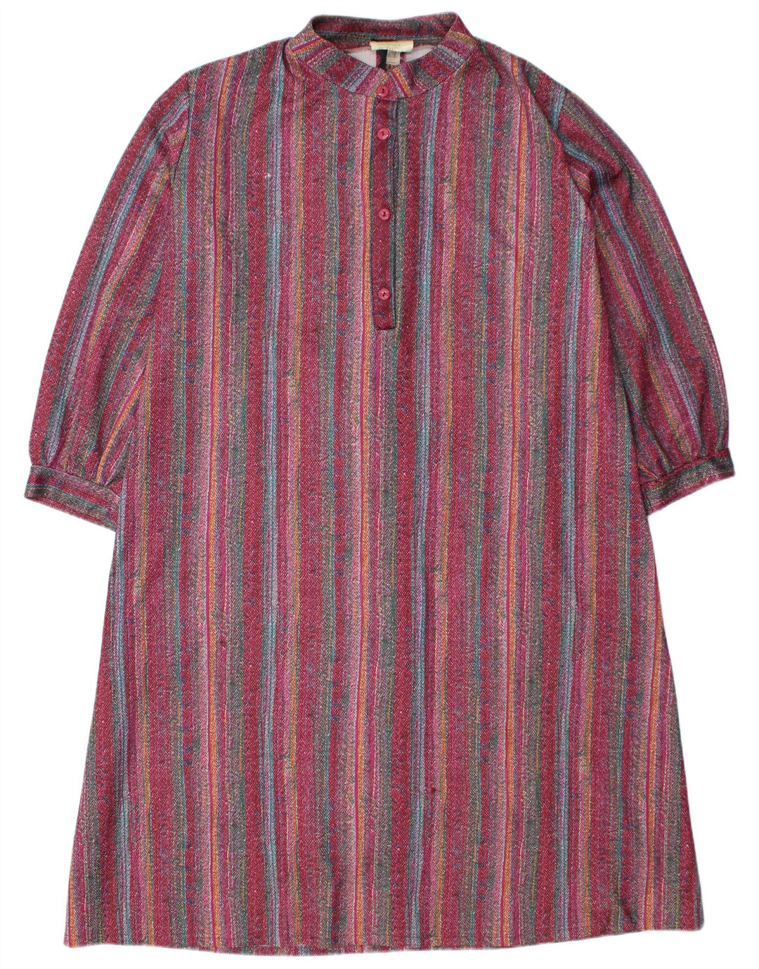VINTAGE Womens Basic Dress UK 26 4XL Bourgogne stribet polyester