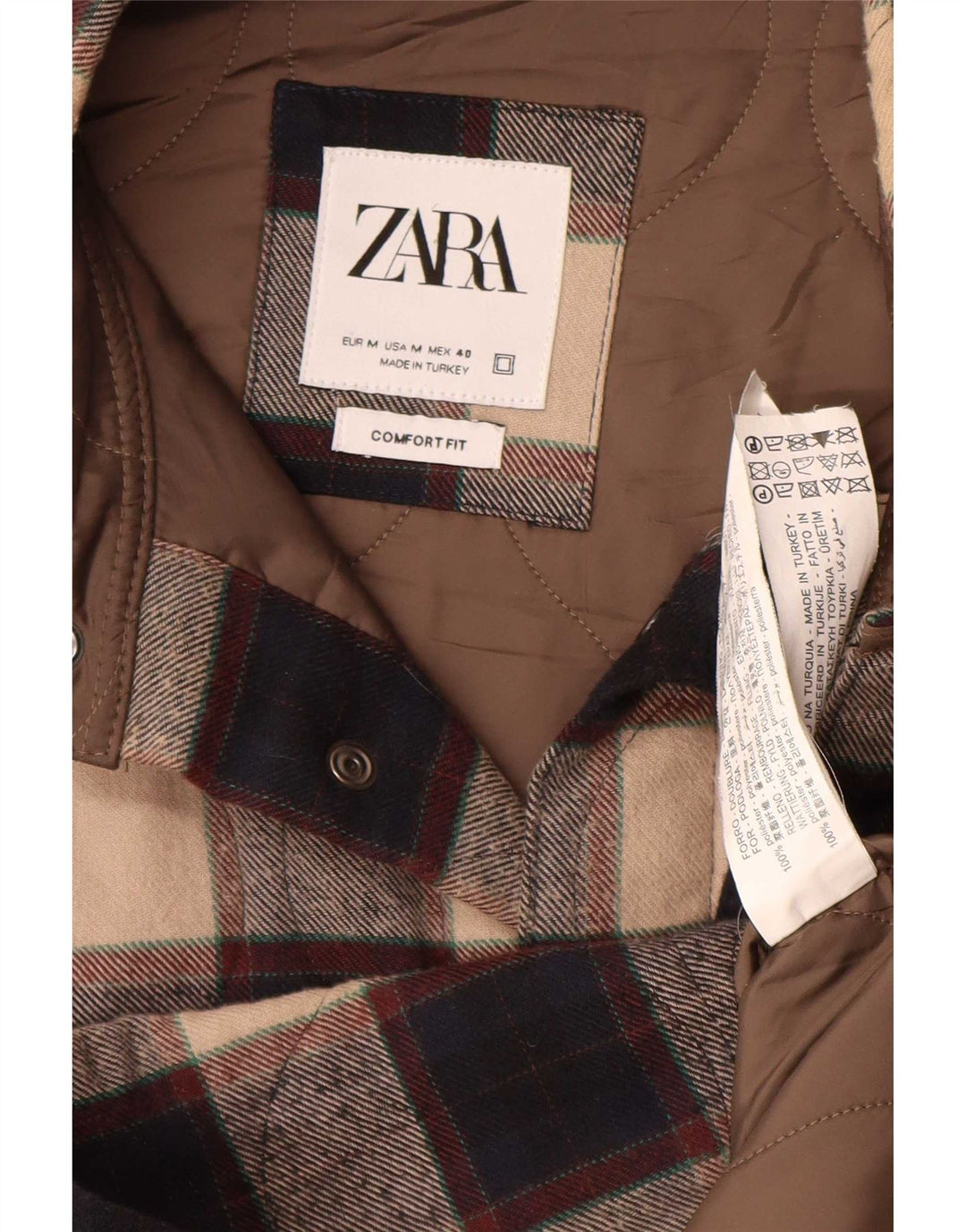 Zara Herre Shacket Jacket UK 38 Medium Beige Ternet polyester