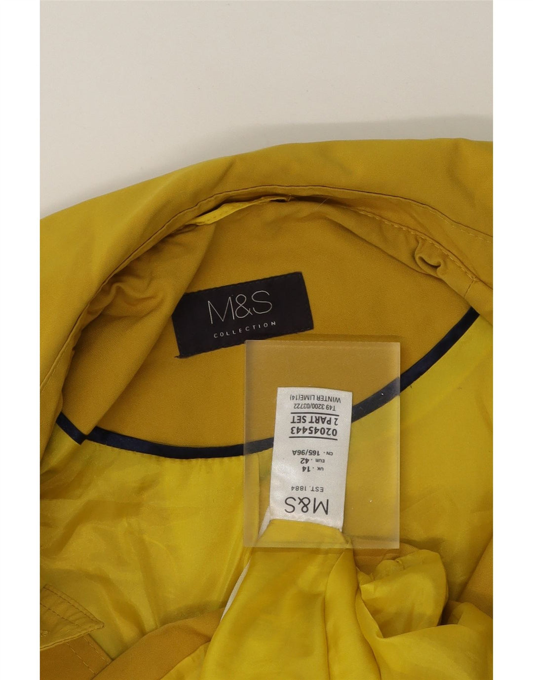 MARKS & SPENCER Womens Trench Coat UK 14 Large Yellow Polyester Vintage Marks & Spencer and Second-Hand Marks & Spencer from Messina Hembry 