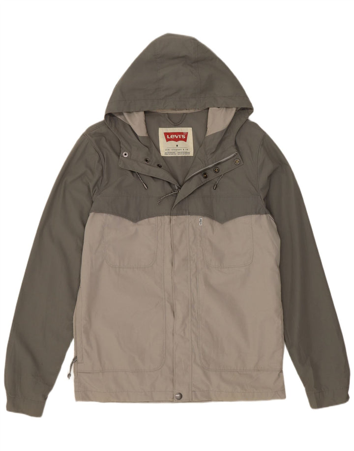 Levi's Regnjakke med hætte til mænd UK 38 Medium Green Colourblock Polyester