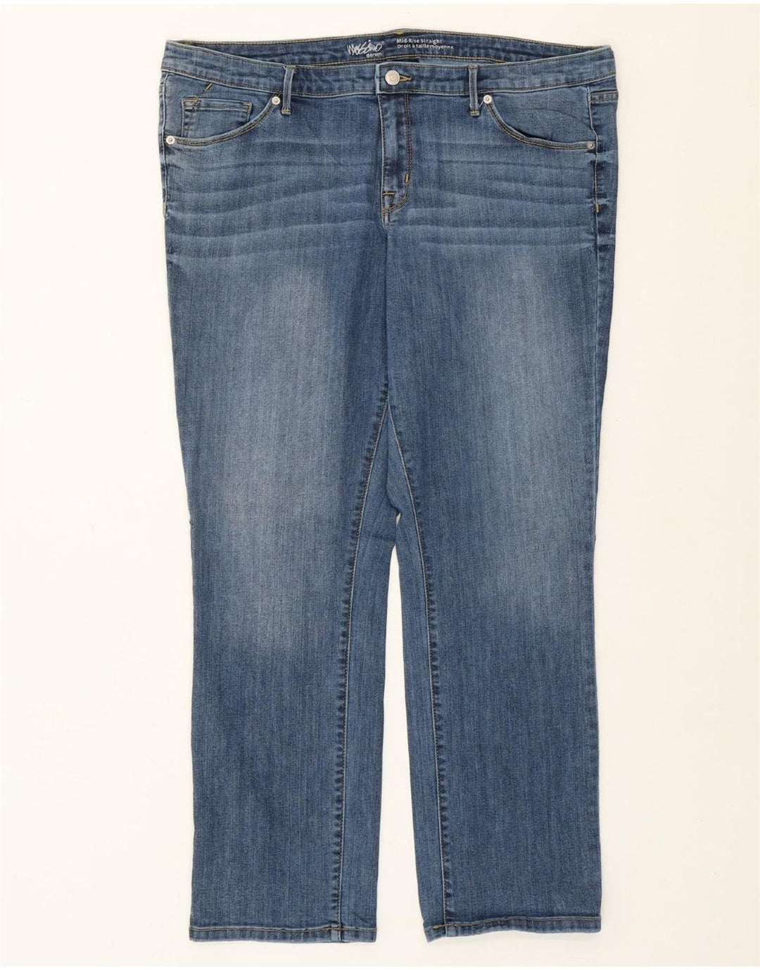 Mossimo Dame Mid Rise Straight Jeans US 18 2XL W40 L29 Blå Bomuld
