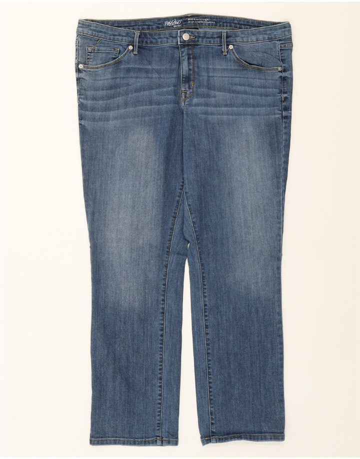Mossimo Dame Mid Rise Straight Jeans US 18 2XL W40 L29 Blå Bomuld
