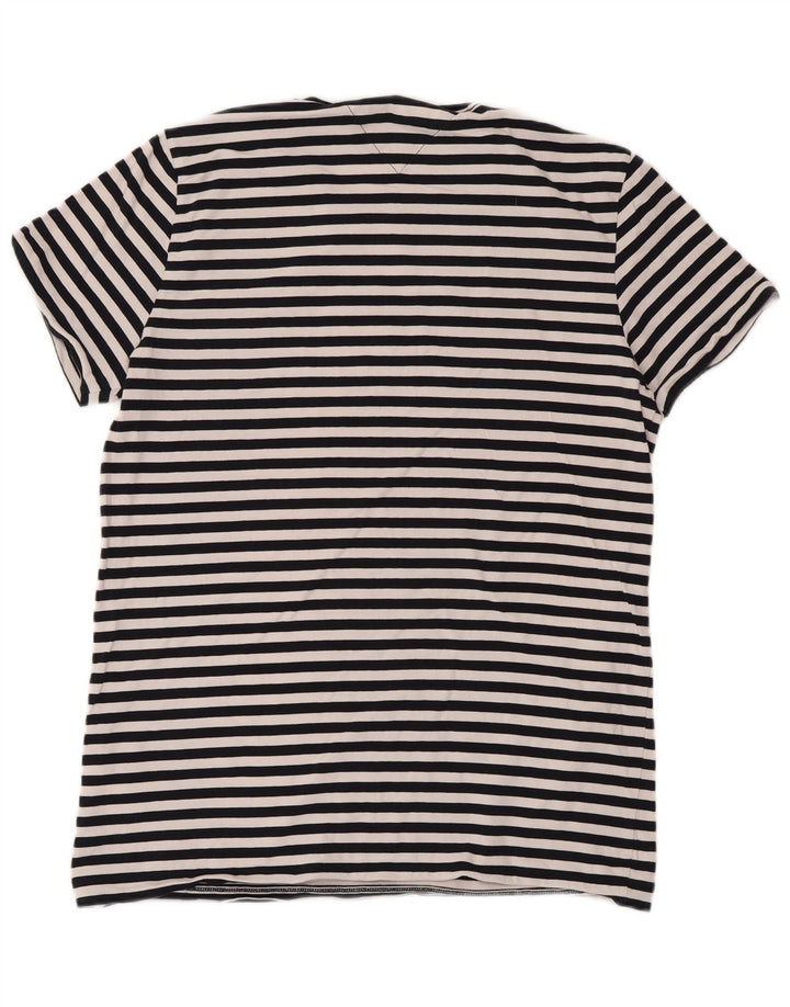 TOMMY HILFIGER Herre Ekstra Slim T-Shirt Top Stor Marineblå Stribet Bomuld