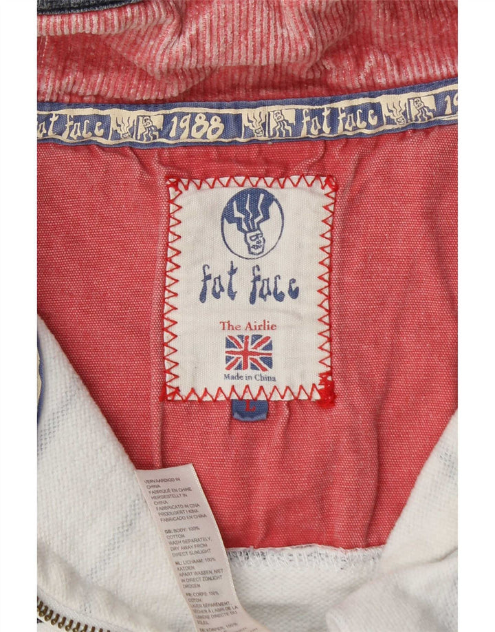 Fedt ansigt herre lynlås-hals sweater jumper stor hvid stribet bomuld