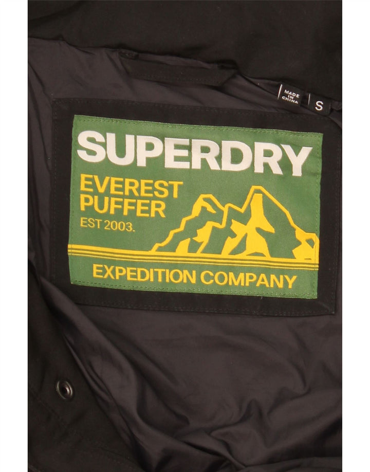 SUPERDRY Polstret jakke med hætte til mænd UK 36 Lille sort polyester