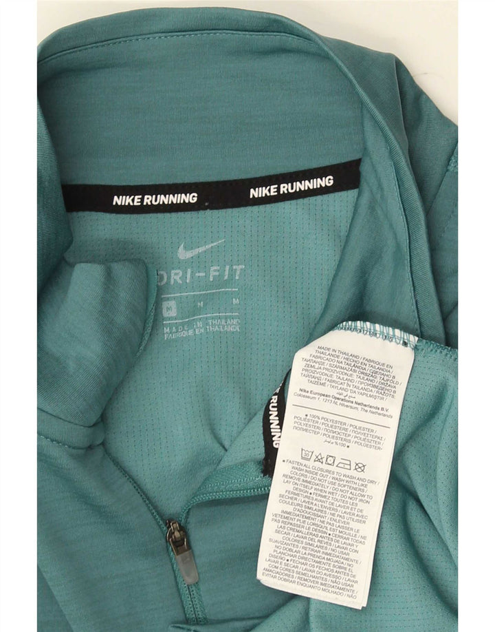 Nike Herre Dri Fit Grafisk Top med lynlåshals Langærmet mellemgrøn polyester