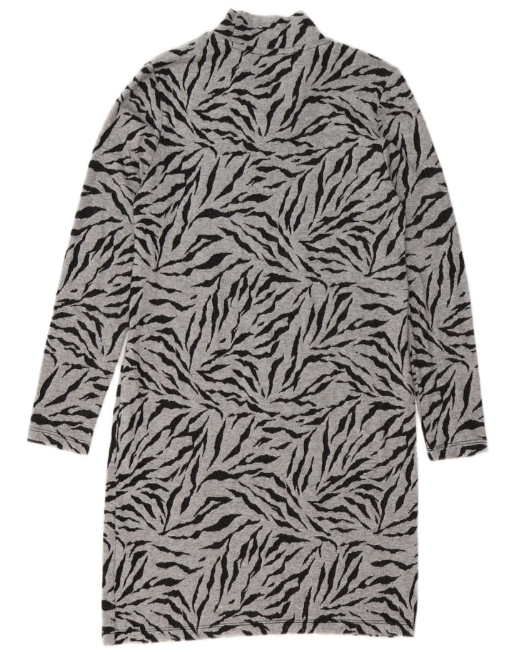Marks & Spencer Dame Jumper Dress UK 8 Small Grey Animal Print Polyester