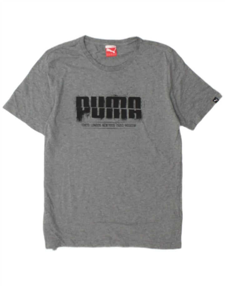 Puma Herre grafisk T-shirt Top Medium Grey Flecked Bomuld