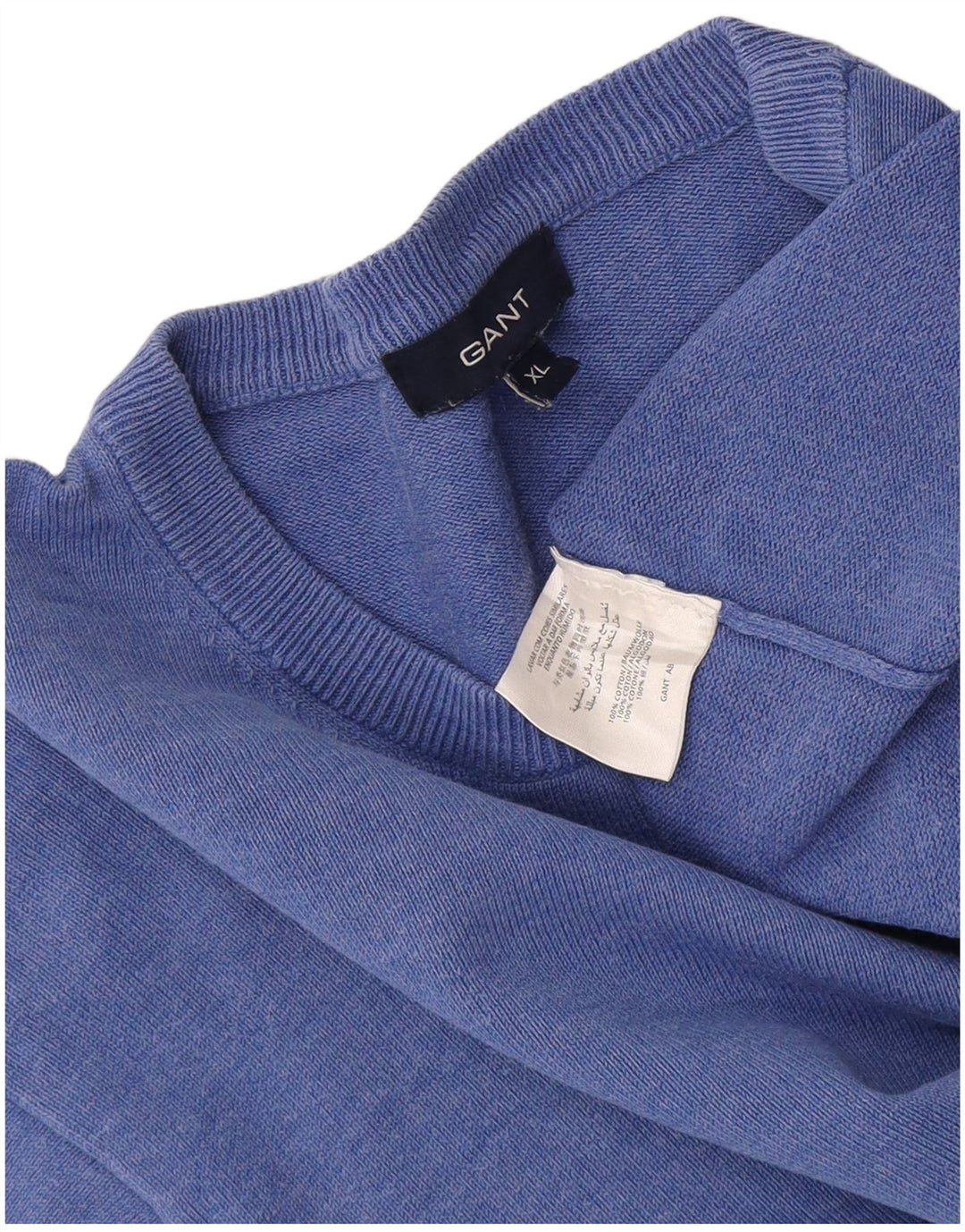 Gant Herre sweater med rund hals XL blå bomuld