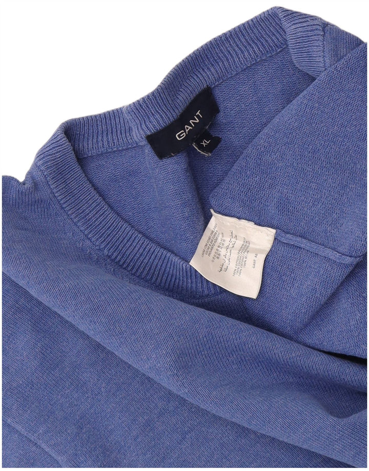 Gant Herre sweater med rund hals XL blå bomuld