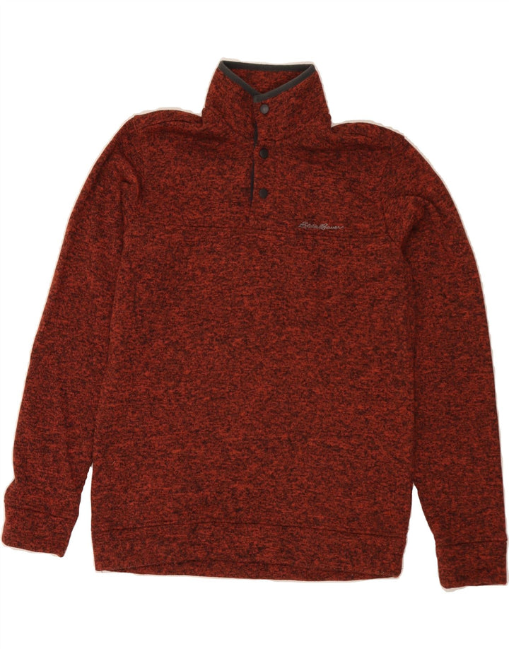 EDDIE BAUER Mens Button Neck Sweatshirt Jumper Medium Red Flecked Vintage Eddie Bauer and Second-Hand Eddie Bauer from Messina Hembry 