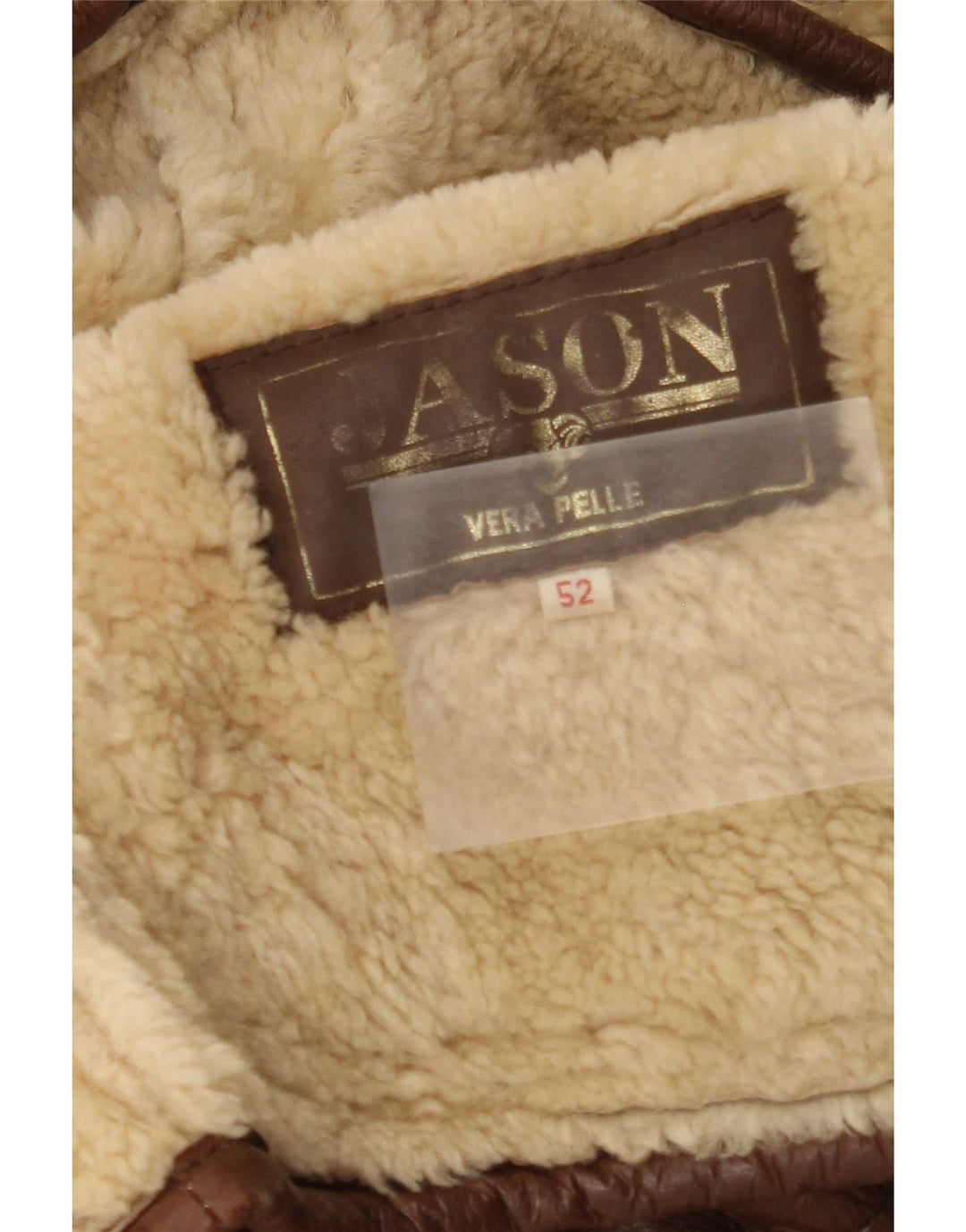 Vintage Shearling-jakke til mænd IT 52 XL brunt læder