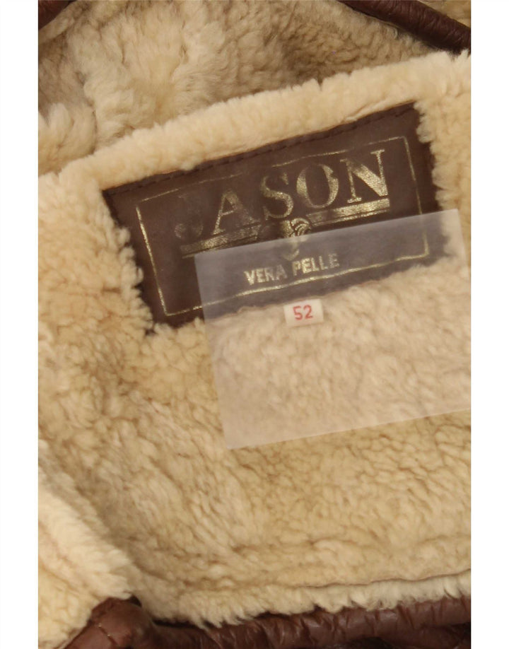 Vintage Shearling-jakke til mænd IT 52 XL brunt læder