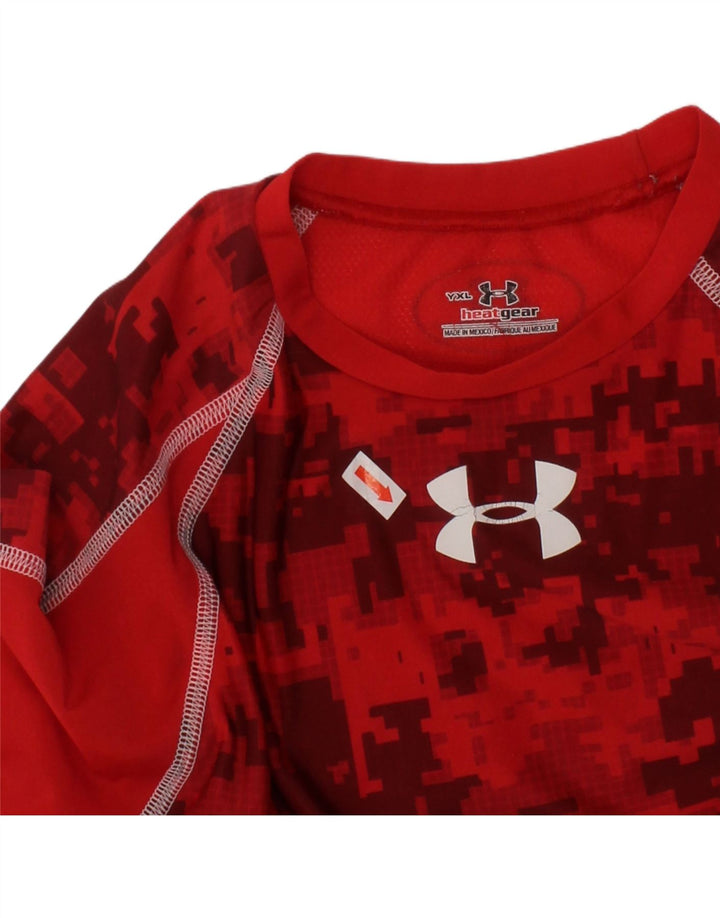 UNDER ARMOUR Drenge Heat Gear Grafisk Top Langærmet 13-14 år XL Rød
