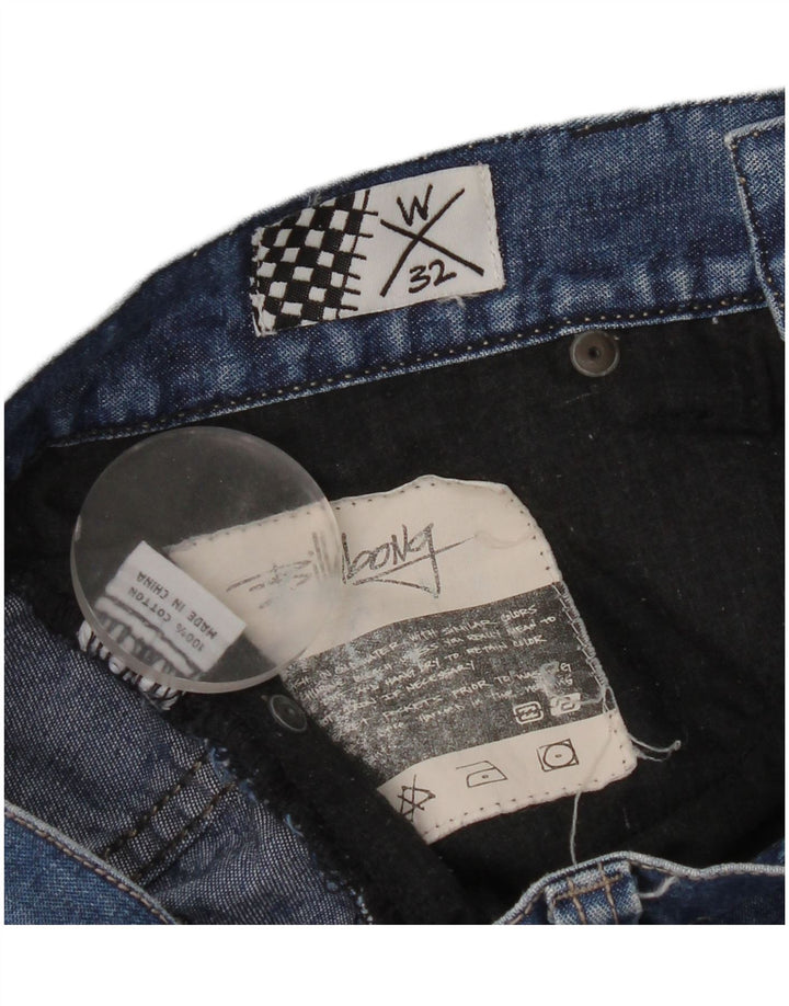 Billabong kvinders grafiske denimshorts W32 store blå bomuld