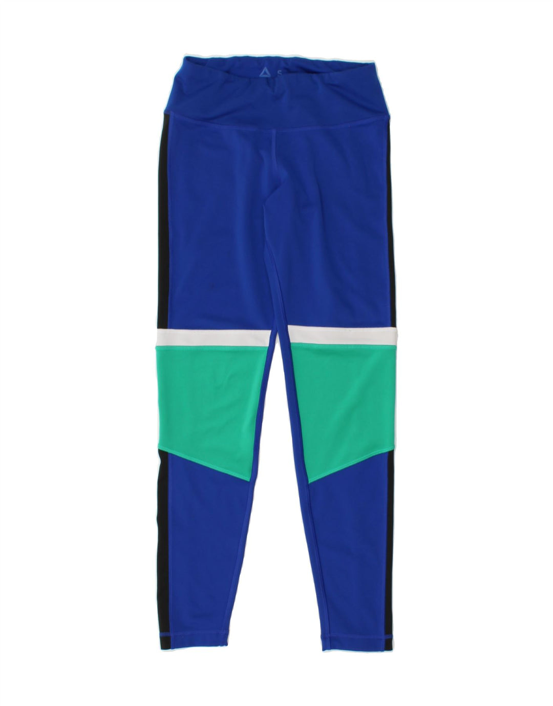 REEBOK Womens Leggings UK 8/10 Small Blue Colourblock Vintage Reebok and Second-Hand Reebok from Messina Hembry 