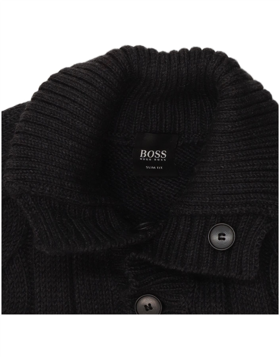 Hugo Boss Herre Slim Fit Button Neck Jumper Sweater XL Grå