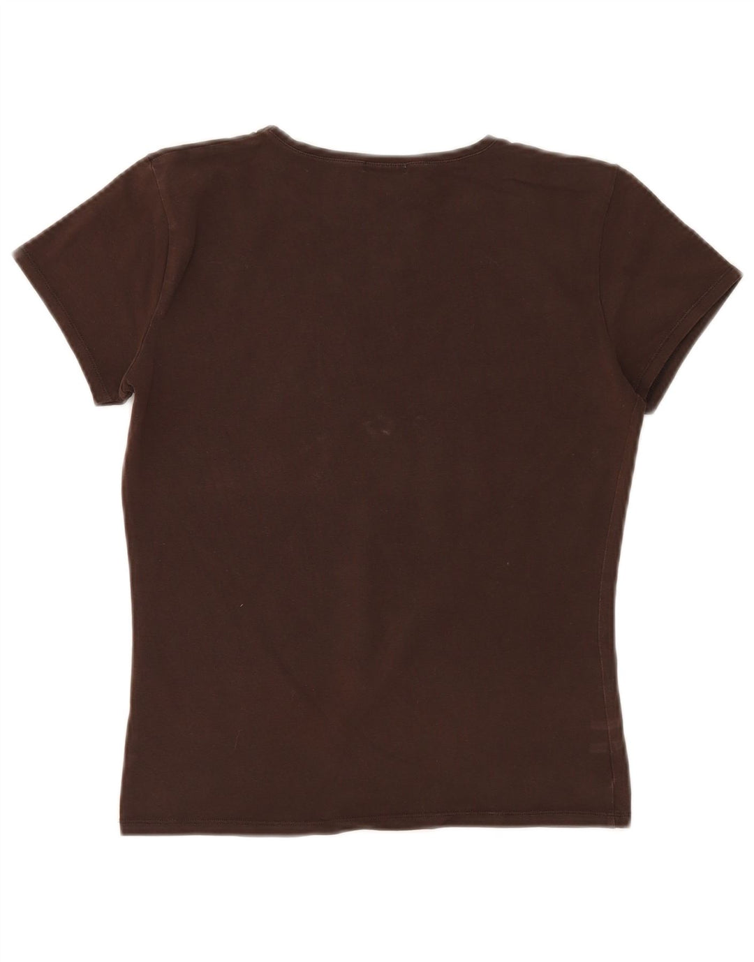 MASSIMO DUTTI Dame T-Shirt Top UK 14 Stor Brun Bomuld