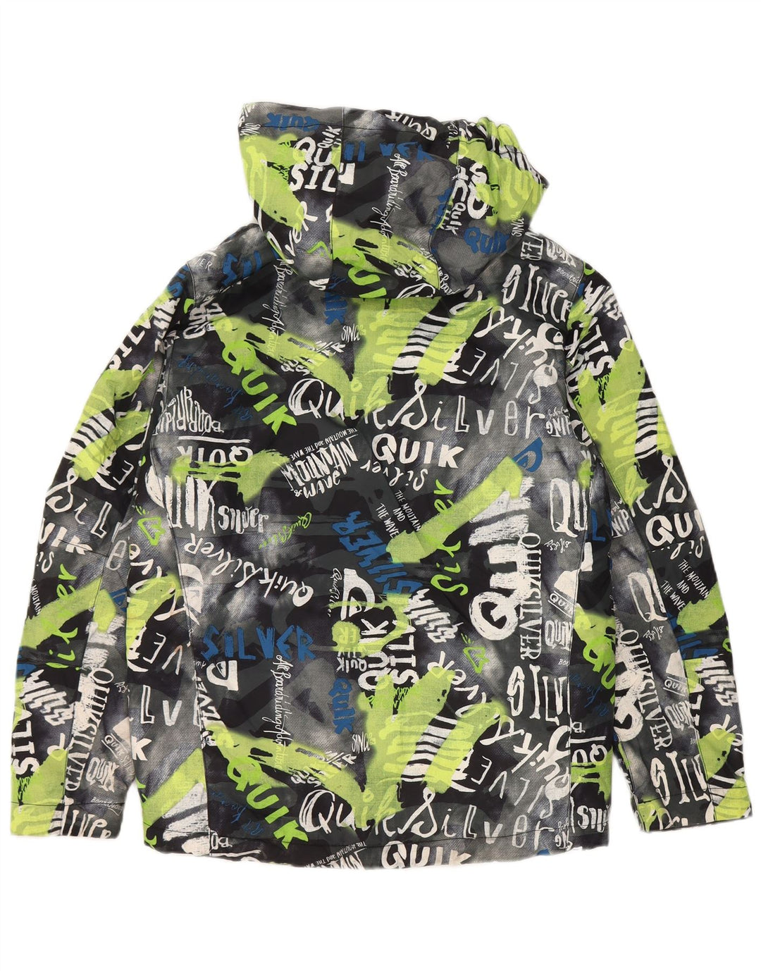 Quiksilver drenge grafisk regnjakke med hætte 13-14 år XL flerfarvet