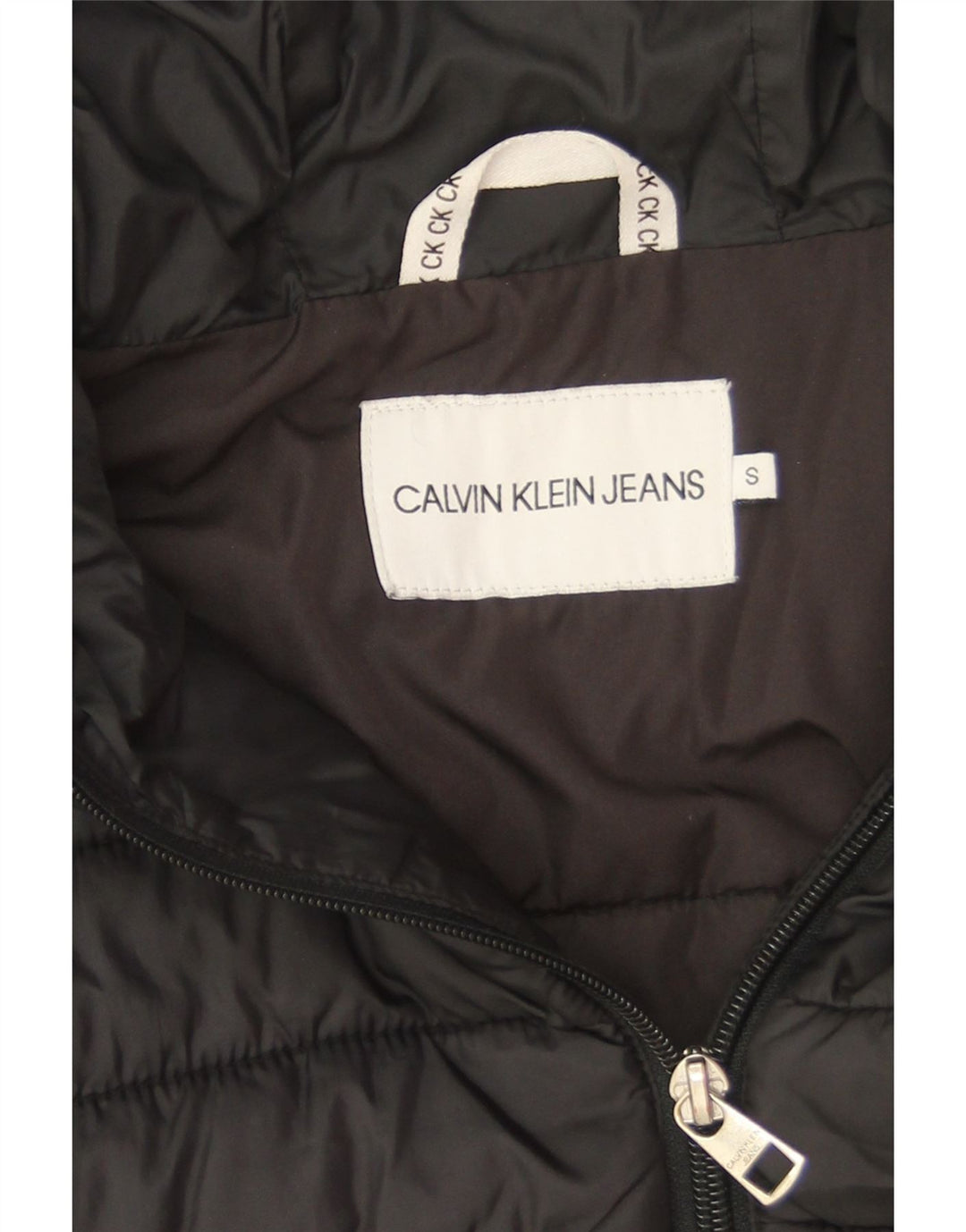 Calvin Klein Jeans Dame Hætte Oversized Polstret Jakke UK 10 Lille Sort